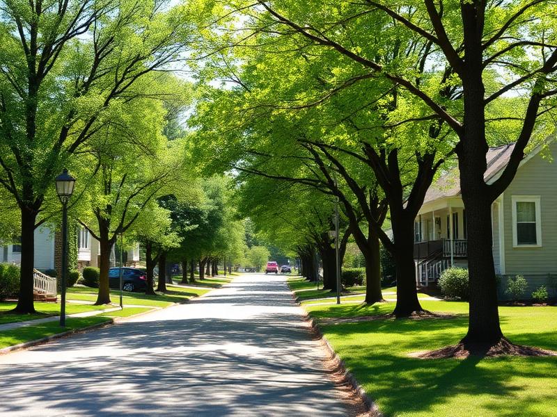 Tree-lined family neighborhood street in Butner NC