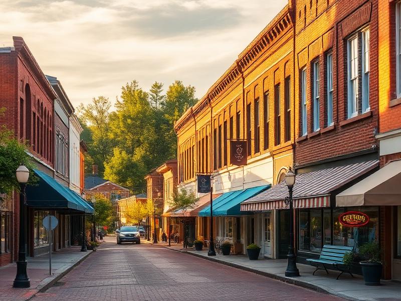 Historic downtown Creedmoor NC with brick storefronts